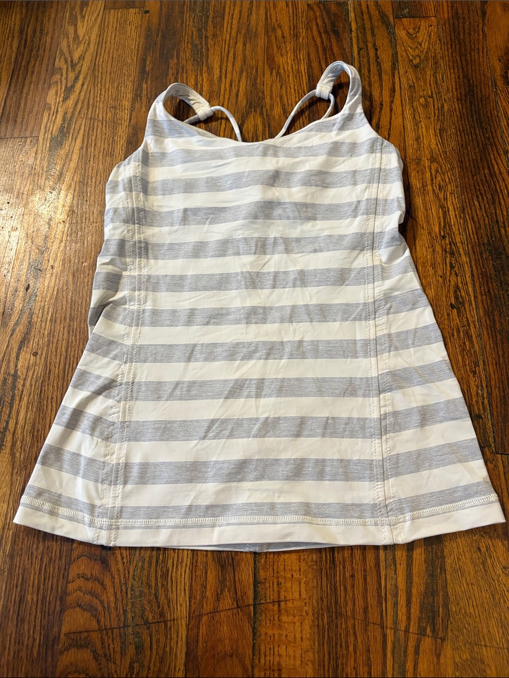 🎉Lululemon athletica White and Light Gray Striped Tank Top